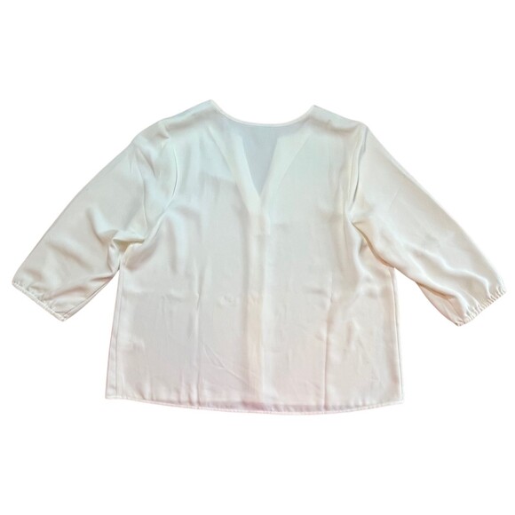 J Jill Wearever Tunic Top White V-Neck Long Sleeve Side Vents Flowy Career L - Picture 13 of 15